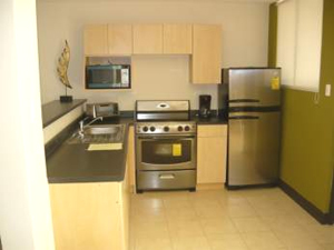 The kitchen in one of the already completed Begonia condos.